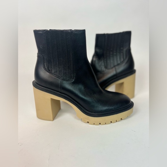 Dolce Vita Caster H2O Booties in Black Leather Anthropologie - Picture 1 of 14